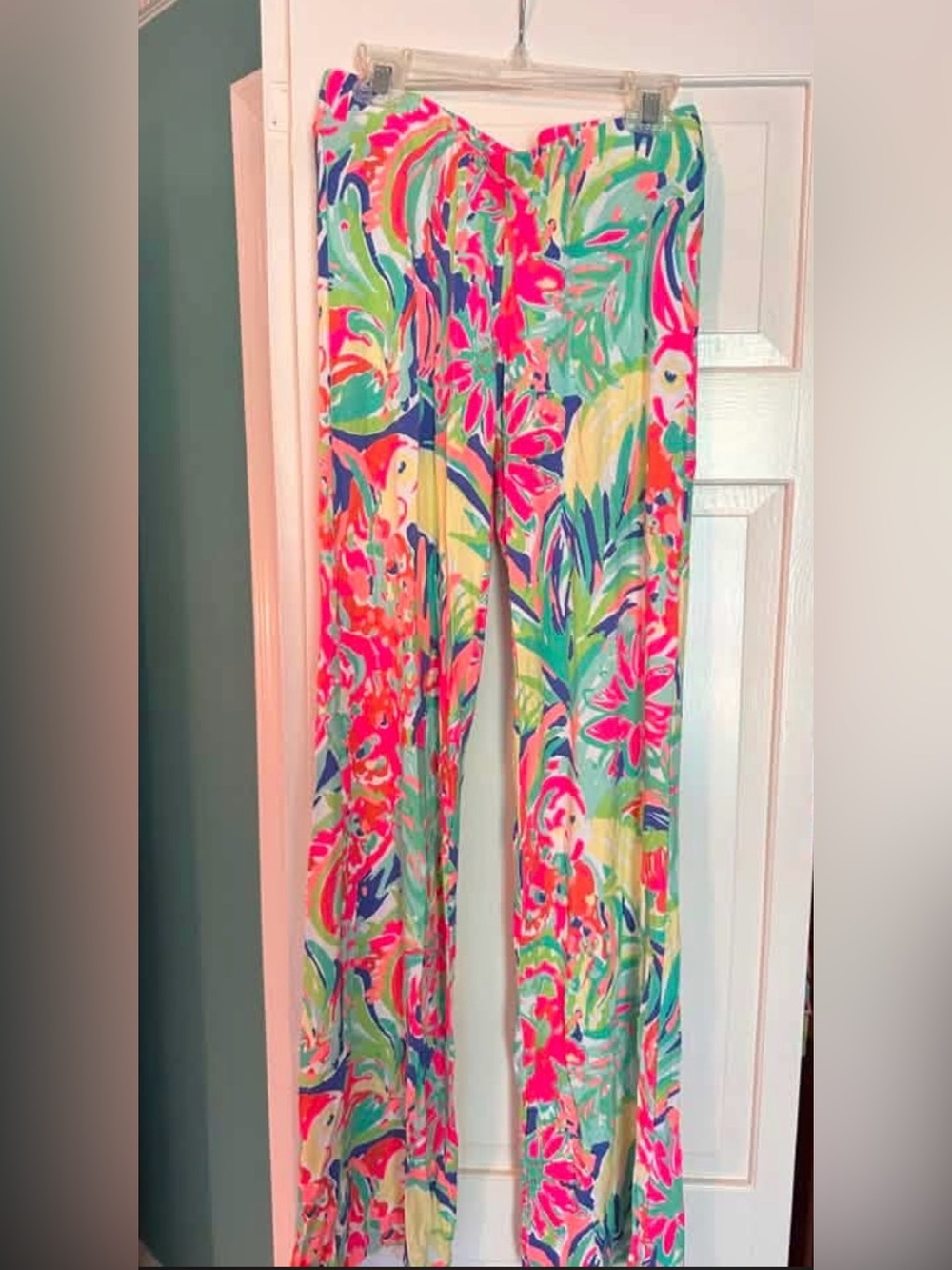 Vibrant Tropical Print Wide-Leg Pants - Multicolor
